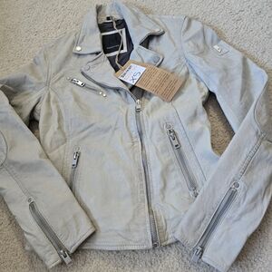 NWT Mauritius 100% Lamb Leather Sofia Leather Moto Jacket Size XS